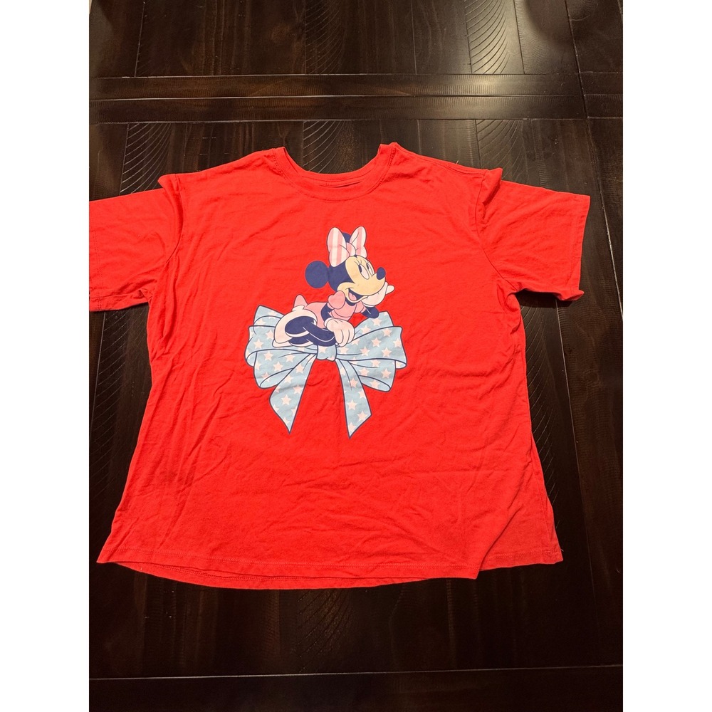Disney Minnie Mouse Graphic T-Shirt Red Short Sleeve 2XL Mickey and Friends